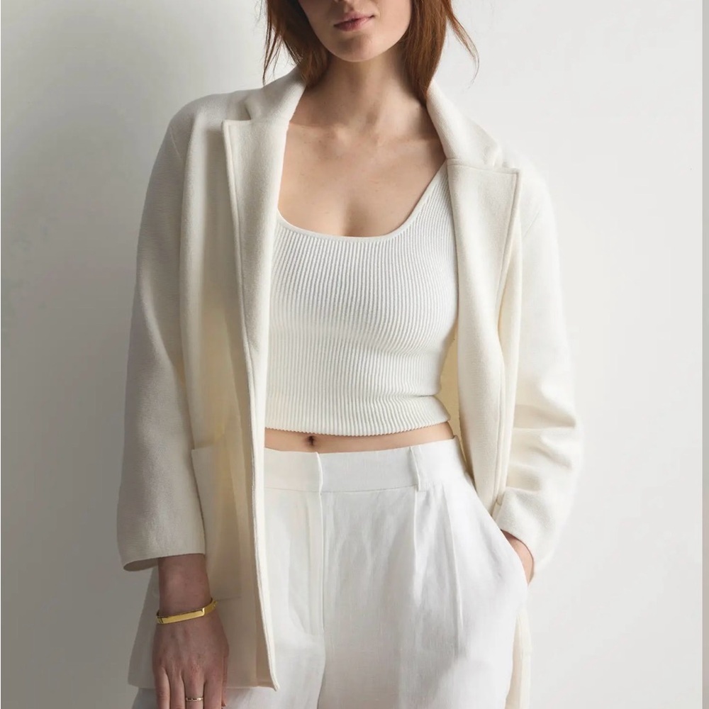 Quince Cream Blazer and Top Set